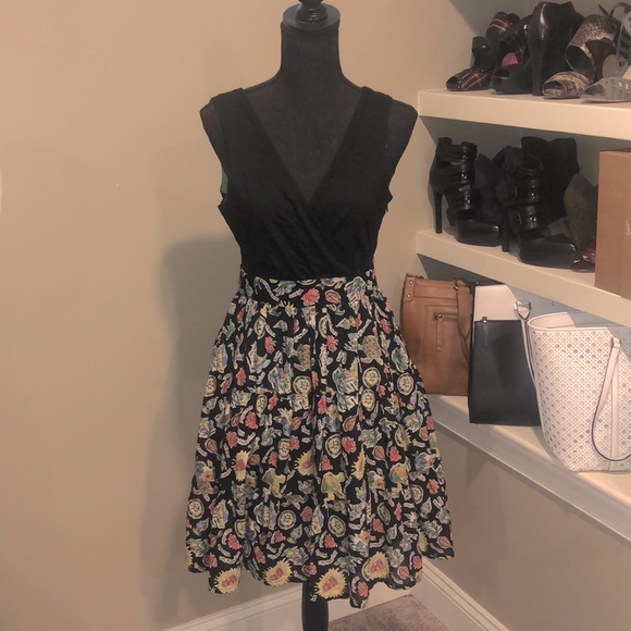 Black and Multi Color patterned dress - Picture 1 of 7